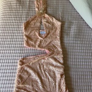 BNew Outcast Peach Sequin Halter Dress